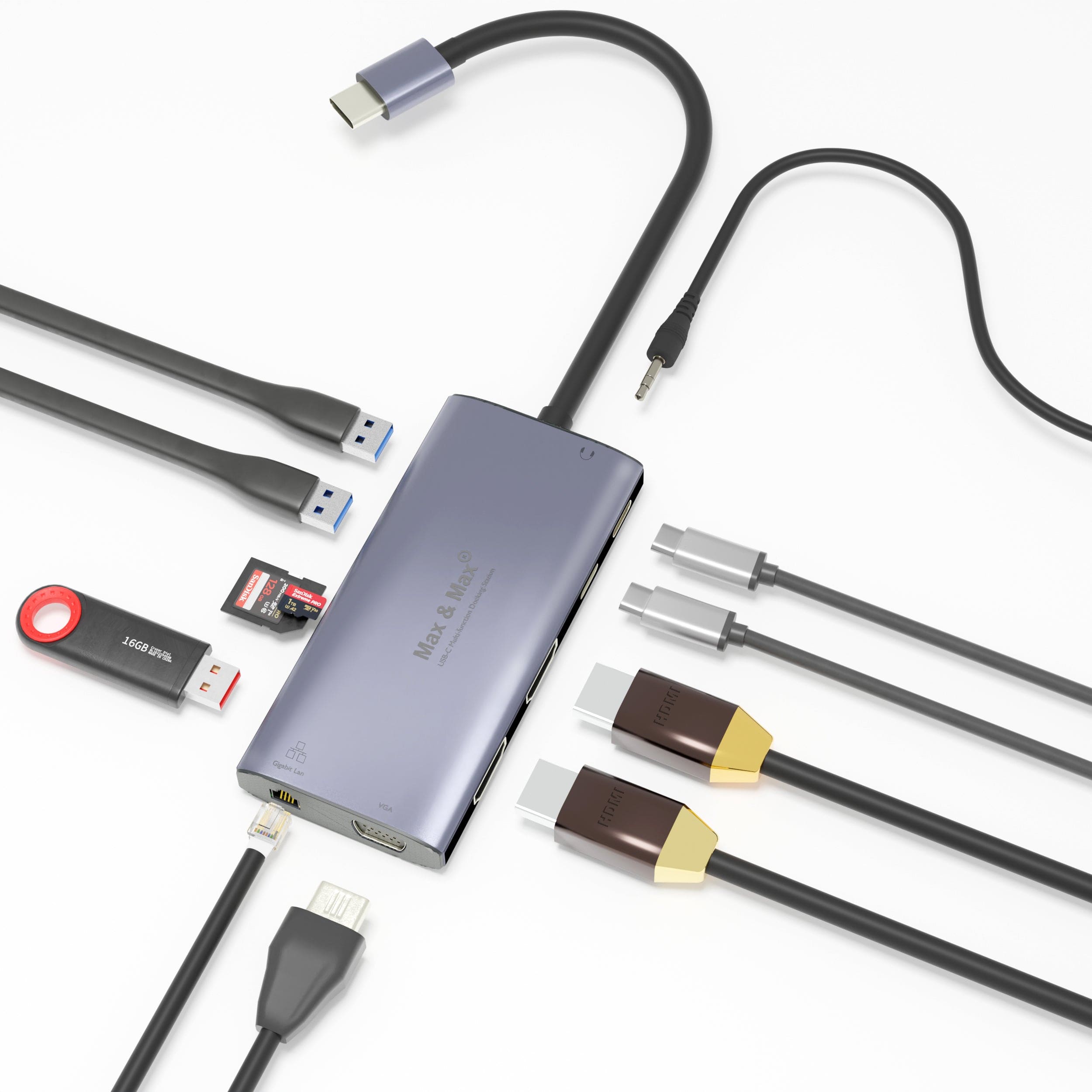 12 in 1 Multi-Function USB c Hub Adapter Dock Station