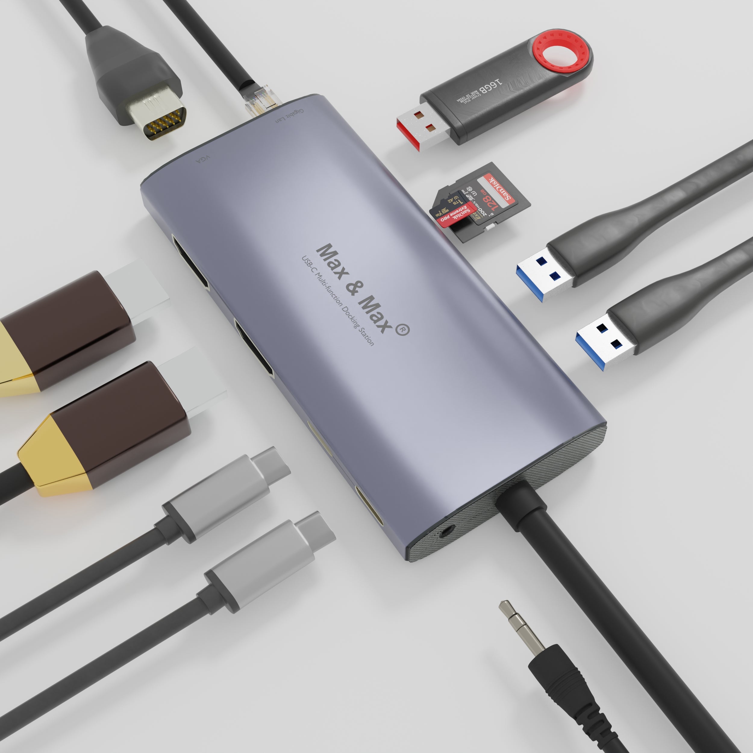 12 in 1 Multi-Function USB c Hub Adapter Dock Station