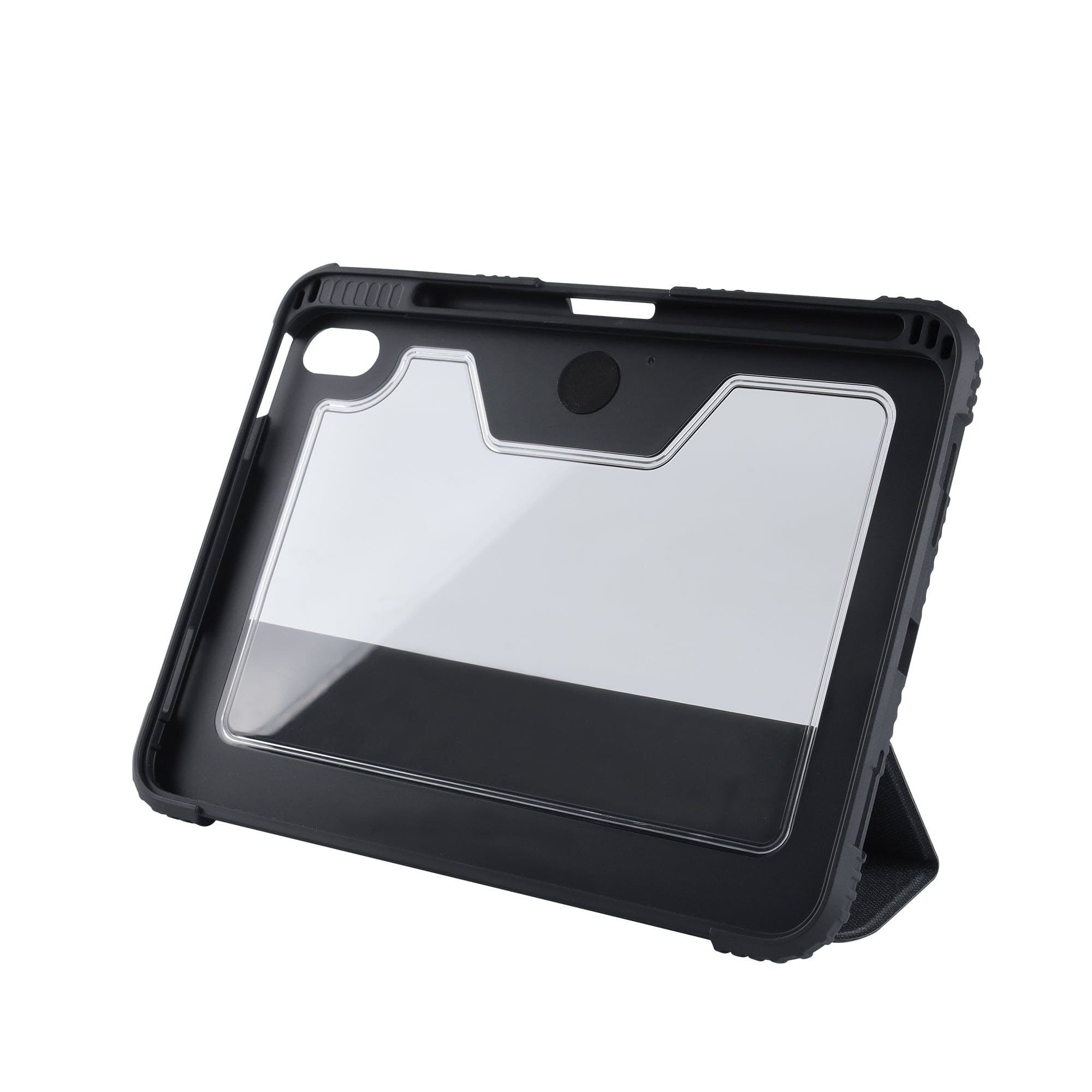 Rugged Case For Apple Ipad 10.9 inches 10th Generation Drop Protection/Anti-Slip/Kids Friendly, Pencil Or Crayon Holder, Clear Transparent Back