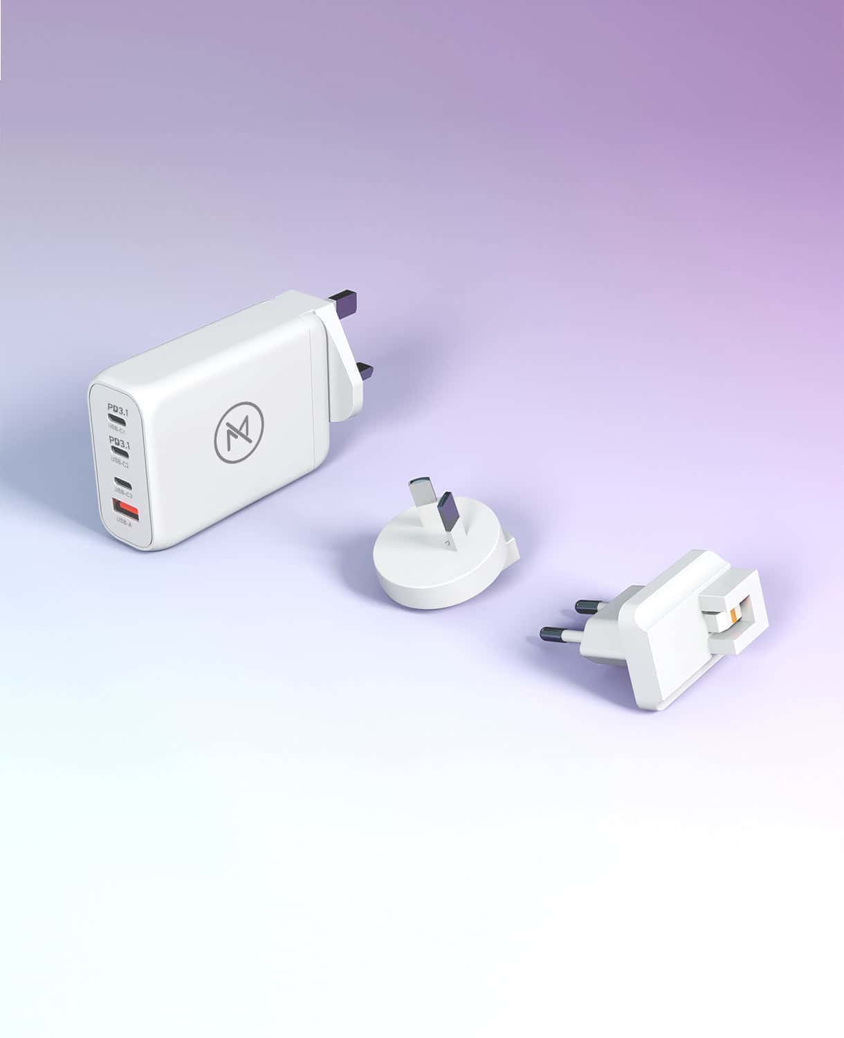 140 Watts Smart Premium GaN Wall Charger, USB-C and USB-A Ports, for Iphone Samsung Laptops