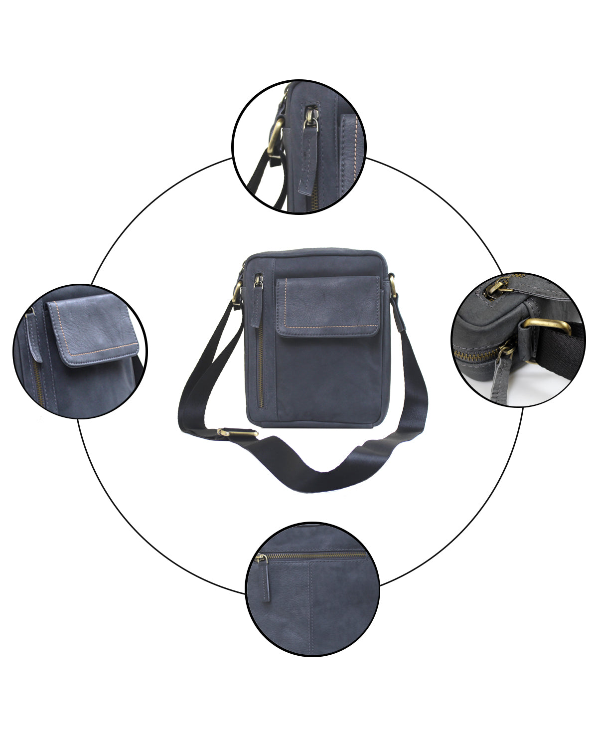Leather Bag Cross Body Shoulder Messanger handbag with multiple Pocket for Document Purse Tablet and iPad