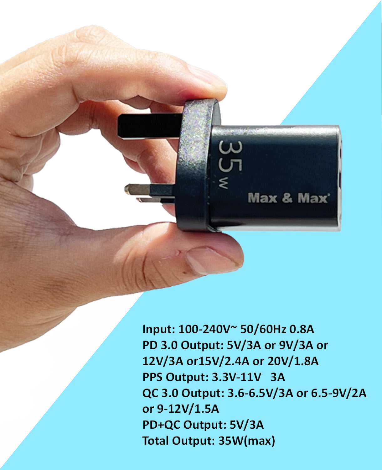 35W Dual Ports USB, Type C GaN Series Fast Power Adapter Charger compatible with iPhone 15/14/13/12/11 Pro Max Plus, Samsung, Android iPad