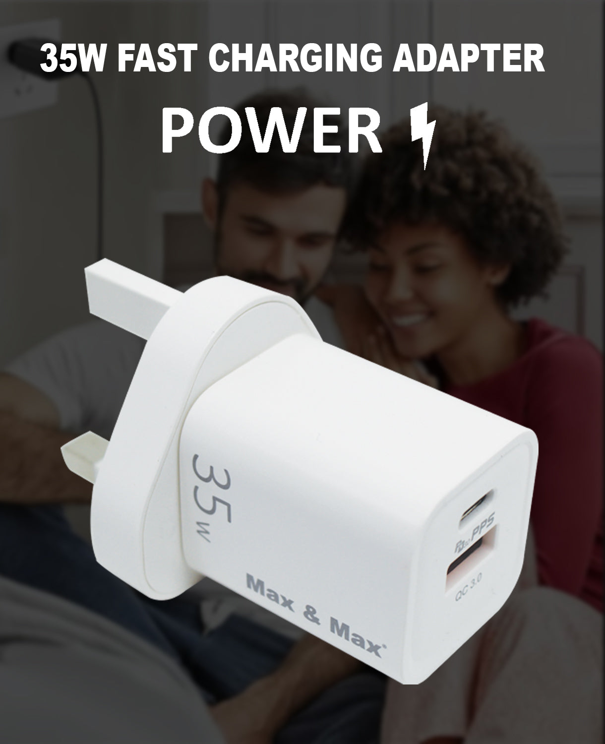 35W Dual Ports USB, Type C GaN Series Fast Power Adapter Charger compatible with iPhone 15/14/13/12/11 Pro Max Plus, Samsung, Android iPad