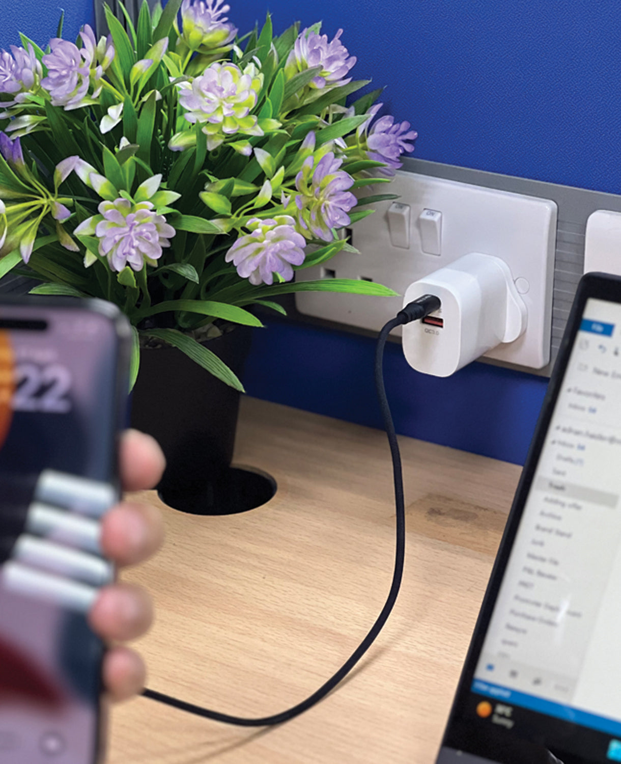 45W Dual Port USB and Type C GaN Fast iPhone Charger USB Wall Plug Charger Power Adapter for iPhone, Android, iPad, Samsung, Lenovo