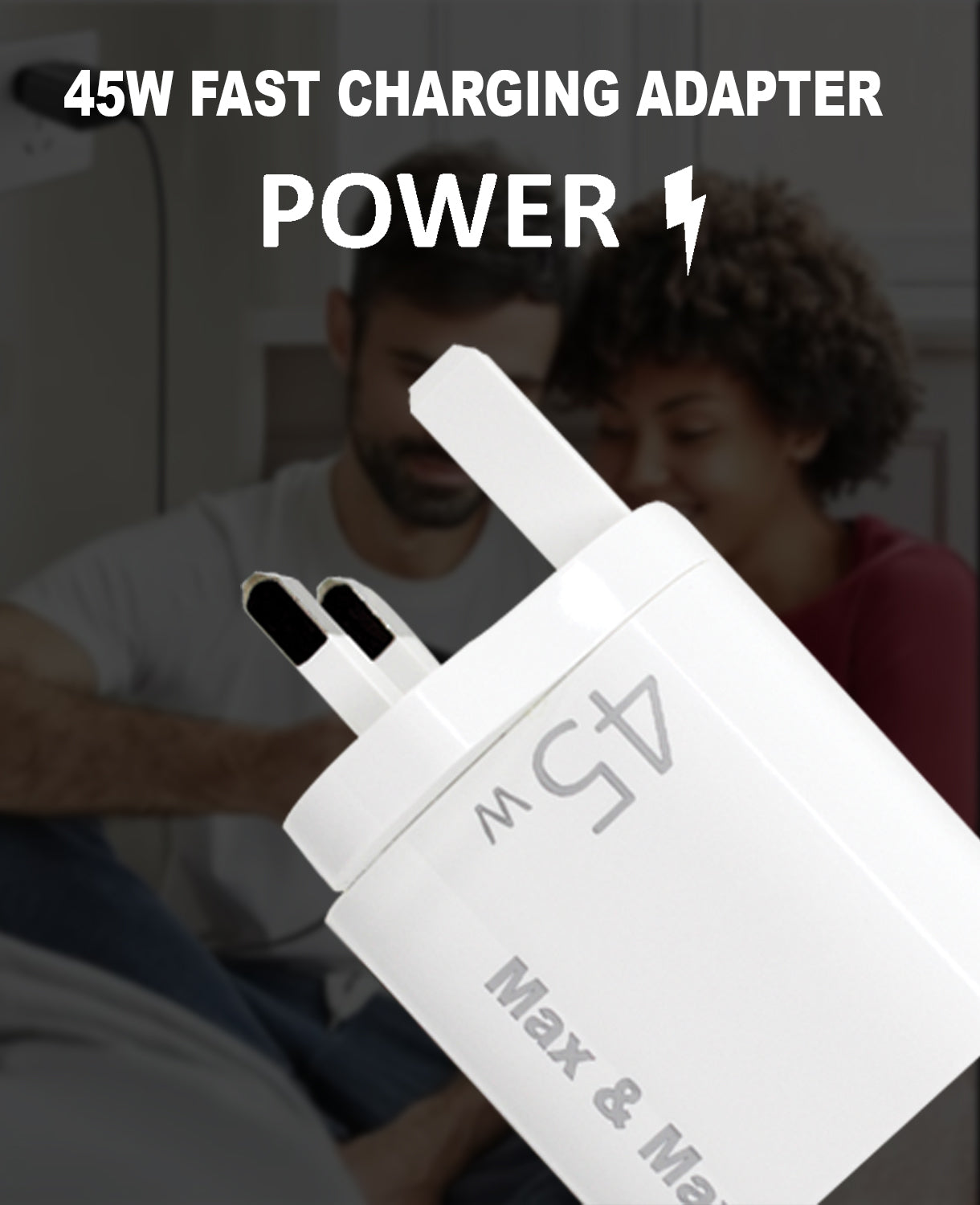 45W Dual Port USB and Type C GaN Fast iPhone Charger USB Wall Plug Charger Power Adapter for iPhone, Android, iPad, Samsung, Lenovo