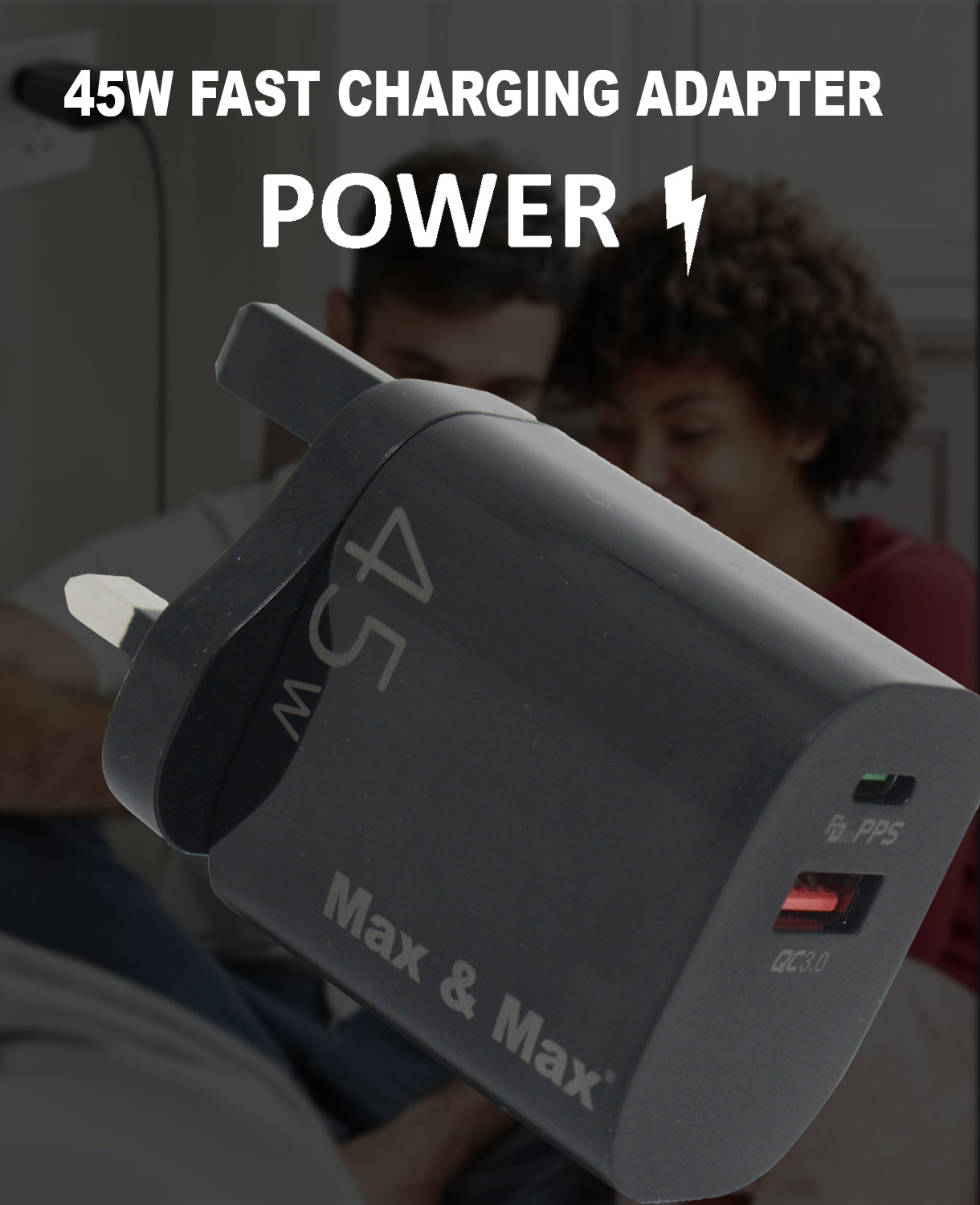 45W Dual Port USB and Type C GaN Fast iPhone Charger USB Wall Plug Charger Power Adapter for iPhone, Android, iPad, Samsung, Lenovo