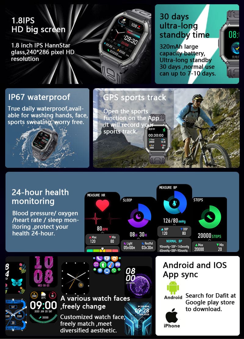 Smart Watch for Men and Women Adventure for Android and IOS iPhone, Answer/Make Calls water resistant