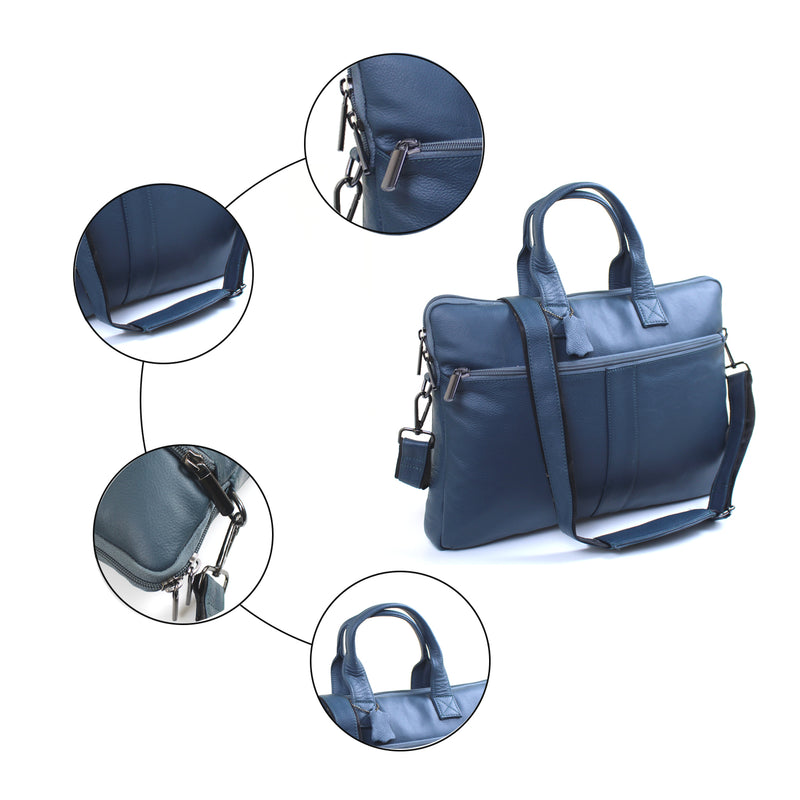 Genuine Real Leather Laptop Bag 16 inches Briefcase Men/Women Handmade Messenger Adjustable Shoulder Bag for Business Office Travel