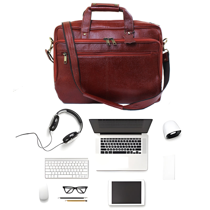 Genuine Real Leather Laptop Bag 16 inches Briefcase Men/Women Handmade Messenger Adjustable Shoulder Bag for Business Office Travel