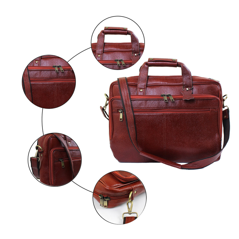 Genuine Real Leather Laptop Bag 16 inches Briefcase Men/Women Handmade Messenger Adjustable Shoulder Bag for Business Office Travel