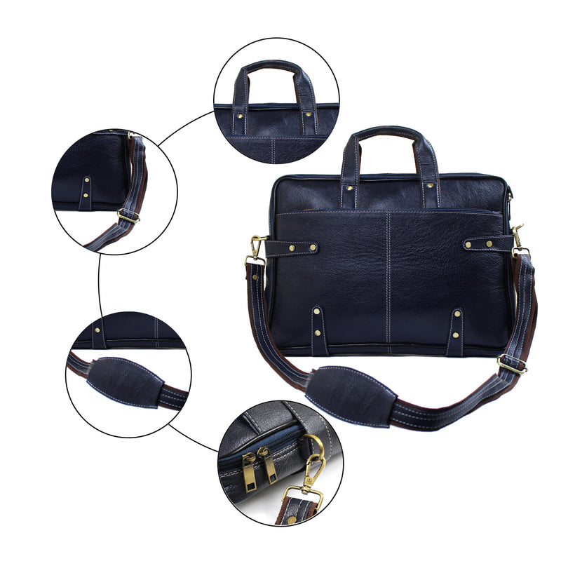 Genuine Real Leather Laptop Bag 16 inches Briefcase Men/Women Handmade Messenger Adjustable Shoulder Bag for Business Office Travel