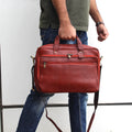 Genuine Real Leather Laptop Bag 16 inches Briefcase Men/Women Handmade Messenger Adjustable Shoulder Bag for Business Office Travel
