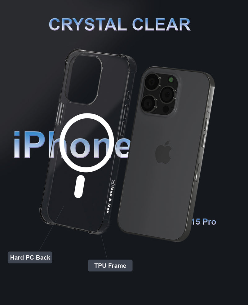 iPhone 15 Magsafe Clear Case, Compatible with Magsafe Wireless Charging, Transparent Cover for iPhone 15, 15 Pro, 15 Plus, 15 Pro Max