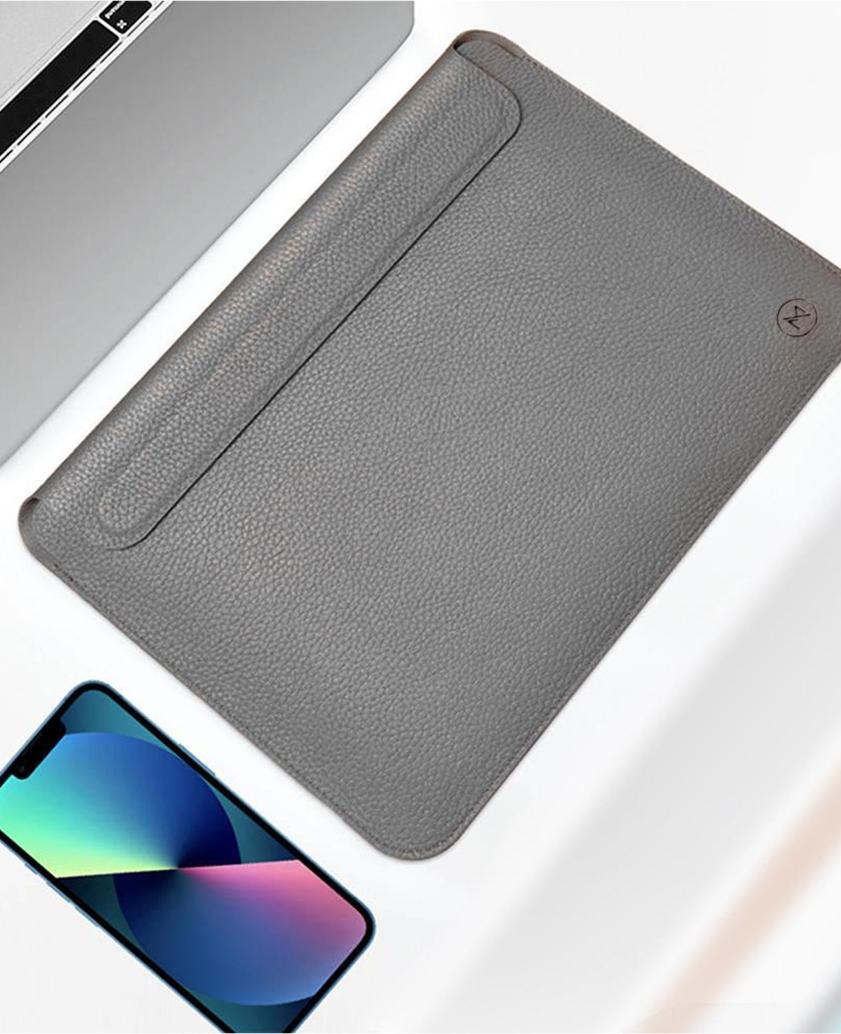 Leather Sleeve for 14 inch Laptop, Ultra Slim Design, Magnetic Closure, Water Resistant