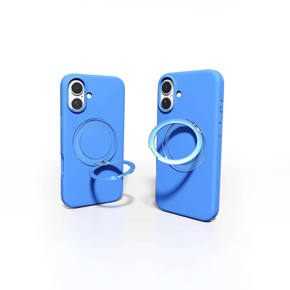 Max & Max iPhone 16 Plus 360 Rotating liquid Silicone Case with Magsafe - Blue