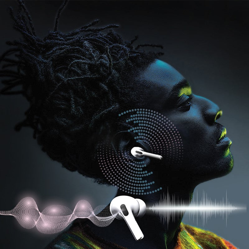 Airbuds Pro Wireless Noise Cancellation Bluetooth Water Resistant Crystal Clear Sound with Wireless Fast Charging Case – White