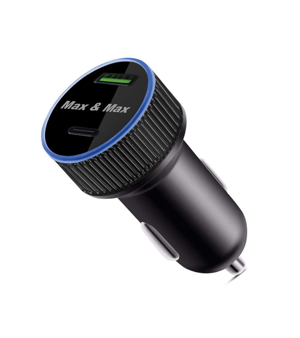 Car Charger Fast 52W Dual Port Type C Type A  - Black