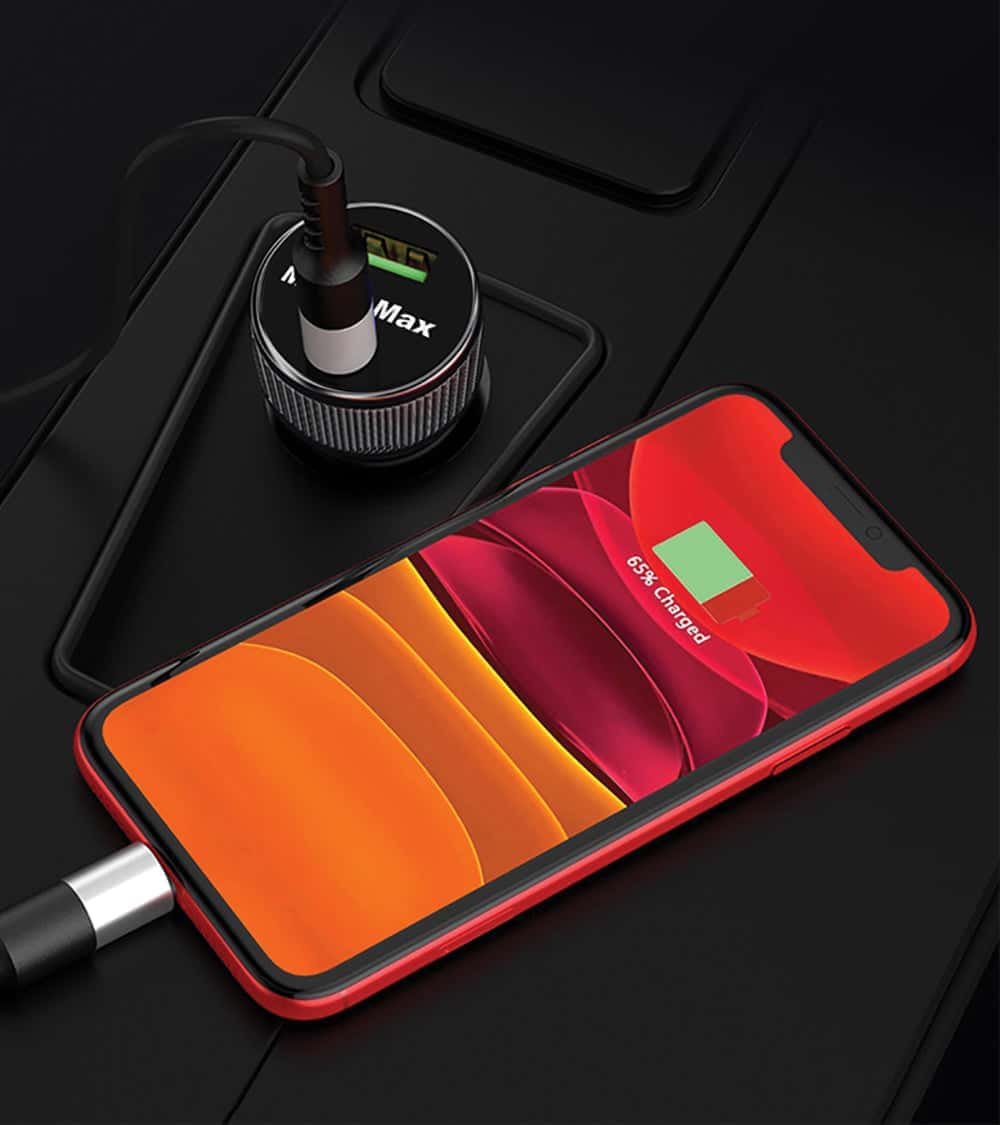 Car Charger Fast 52W Dual Port Type C Type A  - Black