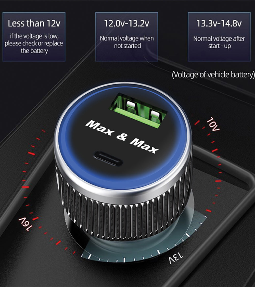 Car Charger Fast 52W Dual Port Type C Type A  - Black