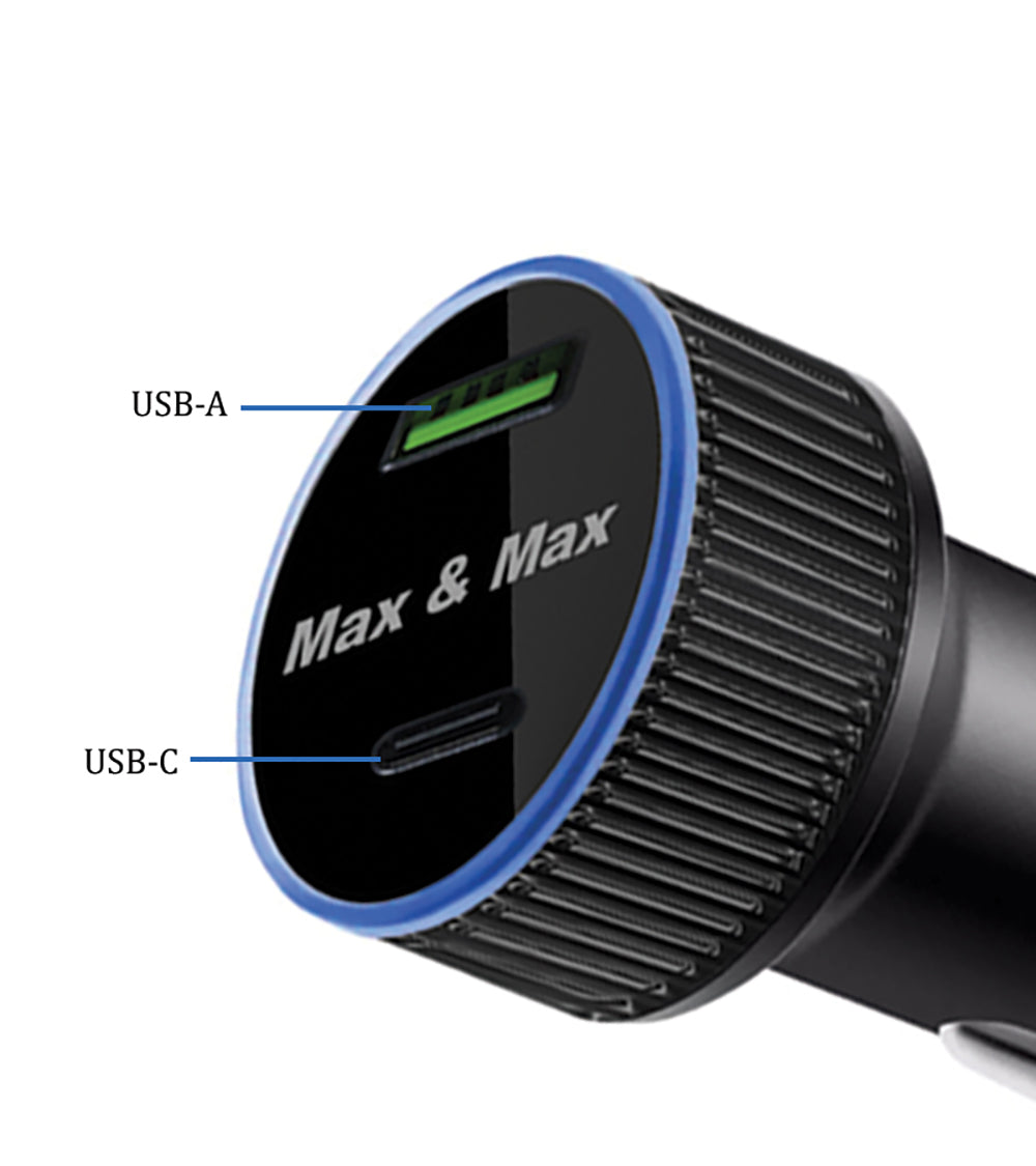 Car Charger Fast 52W Dual Port Type C Type A  - Black