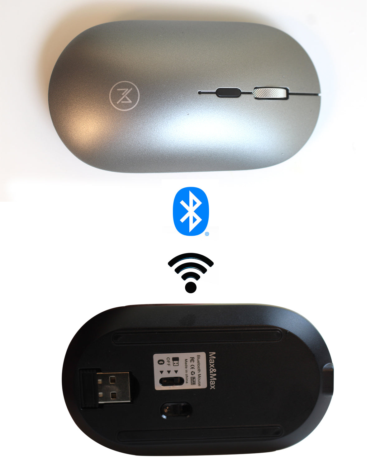 Optical Wireless Gaming Rechargeable Mouse, Adjustable DPI, Triple 2.4G Mode Switching Bluetooth 2, Silent Mouse for PC Laptops Mac iPhone Android