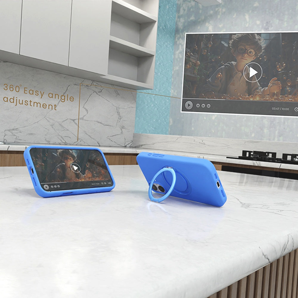 Max & Max iPhone 16 360 Rotating liquid Silicone Case with Magsafe - Blue