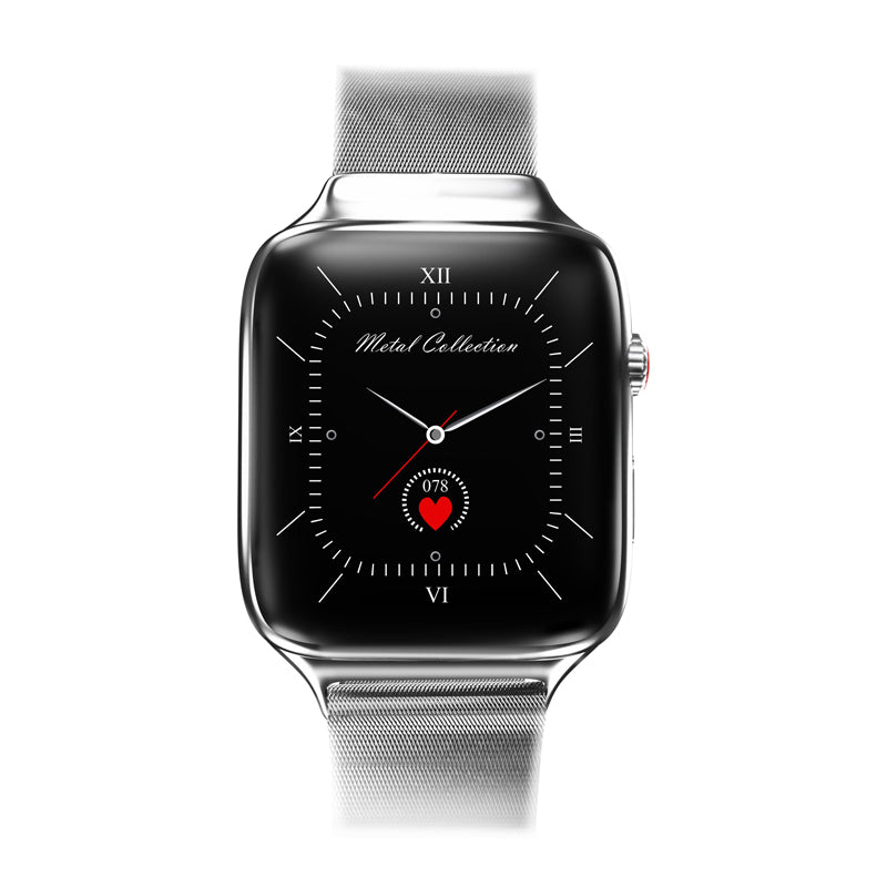 Smart Watch Metal Collection, 1.99-inch Display, Wireless Charging, and Compatible with Android and IOS Apple Devices with 2 Straps Silicon and Metal