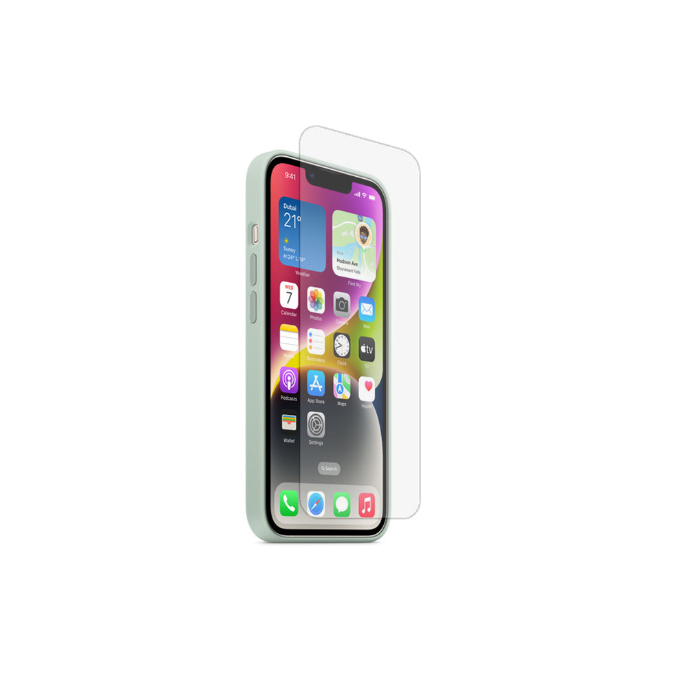 iPhone 14 Silicone Case Green with Magsafe + Glass