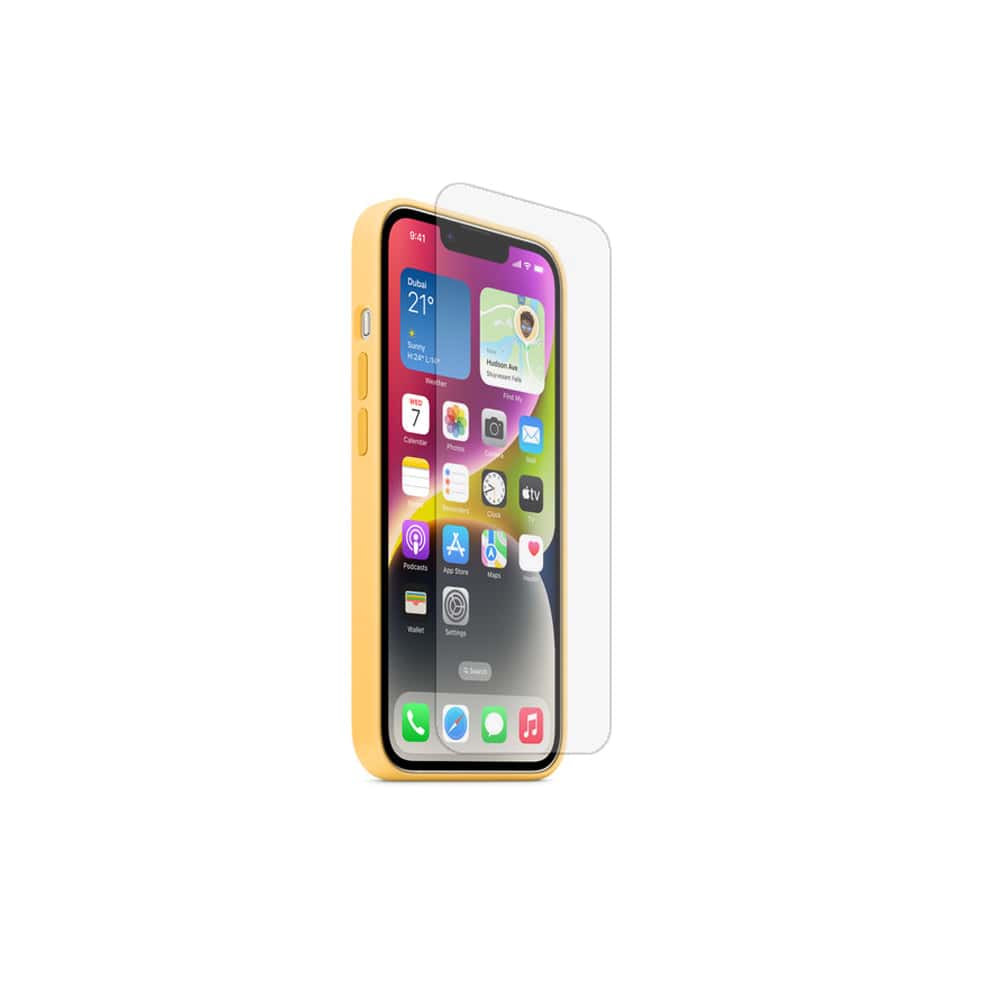 iPhone 14 Silicone Case Yellow with Magasafe + Glass