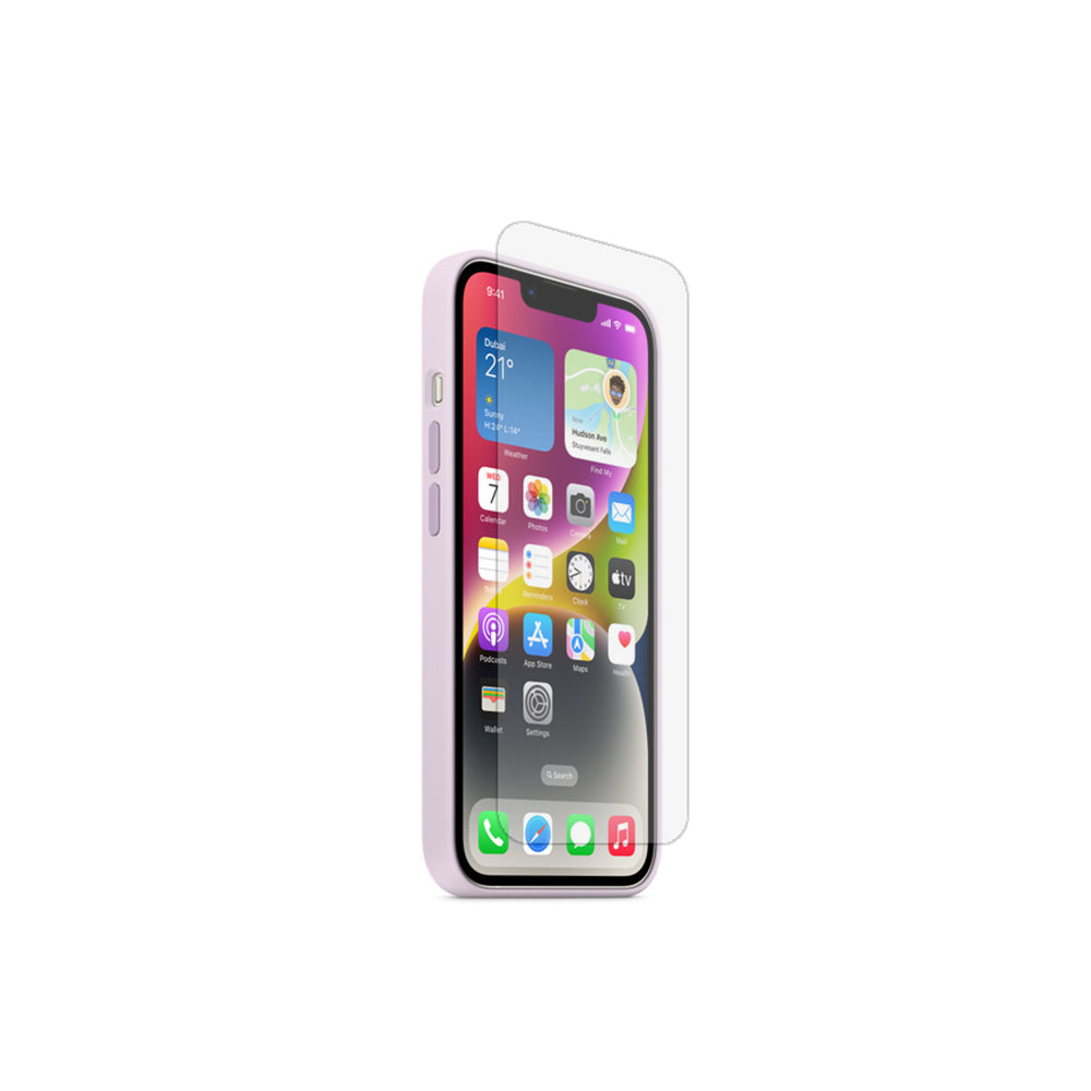 iPhone 14 Silicone Case Purple with Magsafe + Glass