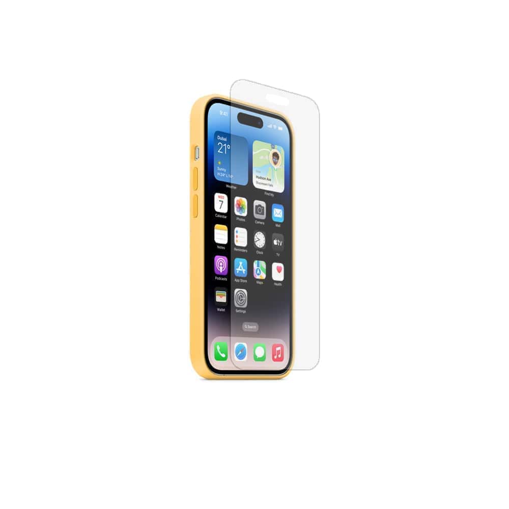 iPhone 14 Pro Max Silicone Case Yellow with Magsafe + Glass